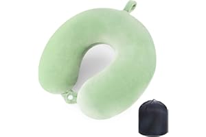 WENGX Travel Pillow Neck Pillow Memory Foam Travel Pillows Head Support Cushion for Airplane Train Car Office Travel Essential Flight Pillows for a Long Hauls Sleeping Rest (Green)