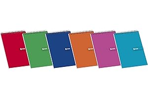 Enri, Bloc de Notas Pequeño con Espiral, Tapa Blanda, Cuadrícula 4x4, Formato 16º (10,3 x 7,8 cm), 80 Hojas, Pack 10 Libretas, Colores Surtidos