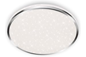 ‎BRILONER Briloner Leuchten - LED Deckenleuchte, Badleuchte, Badlampe inkl. Sternendekor, IP44, 18 Watt, 1.800 Lumen, 4.000 Kelvin, Chrom-Weiß, 330x66mm (DxH)