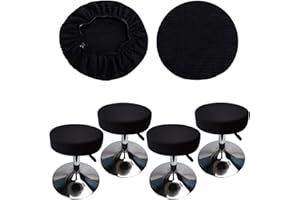 HuaLiSiJi Fundas Taburetes Redondos 30-40cm Fundas para Taburetes de Bar Tela Lujosa, Estirable Antiarrugas Lavable Antipolvo Suave y Resistente (4, Negro)