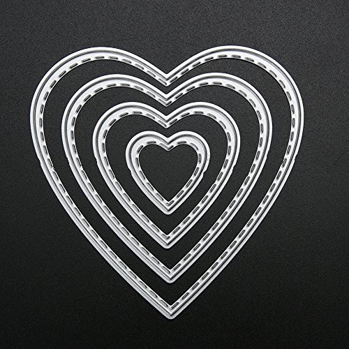 Amazingdeal365 4 PCS Herz Metall Form Schablonen Schneiden DIY Dekor Sammelalbum Karten Buchzeichen Lesezeichen als Geschenk für Freunde Geburtstag Kinder,Kindergarten Hobby Schule Handarbeit Unterricht usw. Ein tolles Geschenk! - 4