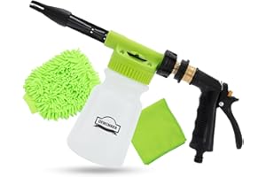 DEWINNER Voiture à Mousse Gun, Neige Mousse Lance Pulvérisateur eau savon lave-Foamaster Pression de Lavage de Voiture 900ml, Pistolet de Nettoyeur, Avec Chiffon Microfibre, Gants en Microfibre