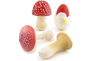 VEPOTY Artificial Mushroom 4pcs/set Simulation Model Lifelike Vegetable Fake Landscape Mushroom for Home Garden Decor