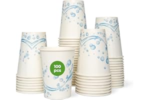 bioexxe® 100 Pz Bicchieri Carta Acqua, 270ml, biodegradabili, per bevande calde e fredde