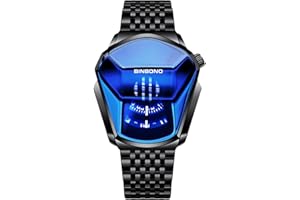 RORIOS Zegarki męskie, analogowy zegarek Quartz, fajny kreatywny zegarek na rękę ze stali nierdzewnej, modny zegarek sportowy dla mężczyzn na bransolecie