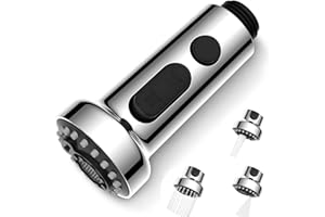 Hibbent 3 Funzioni Rubinetto Doccetta Estraibile in Acciaio Inossidabile Puro, Testina di Ricambio per Lavello Cucina Universale G1/2, Rubinetto Multifunzione a 360° Girevole, Cromo.