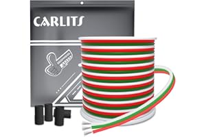 CARLITS 22AWG 20m 3x0.3mm² Cable de Extensión de 3 Conductores Línea de Alambre de Cobre Estañado Trenzado de Calibre 22 3 Para WS2812b WS2811 Tira Luz LED RGB Sueño Color