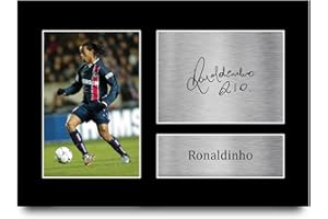 HWC Trading Ronaldinho Paris Blue and Reds Cadeaux imprimés photo autographe signée pour les fans de football et les supporters - A4