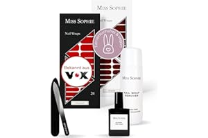 ‎MISS SOPHIE Original Miss Sophie’s Starterset I Selbstklebende Nagelfolien I Nagelaufkleber in Burgundy & Lipstick Red I Langer Halt I Schnelle & einfache Anwendung I Premium Nagellackfolie