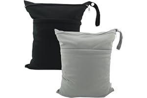 ALVABABY 2 Stück windeltasche wetbag wiederverwendbar, Nasstaschen für Unterwegs, wiederverwendbar mit Zwei Reißverschlusstaschen windelbeutel für Babys Windeln L2629-DE