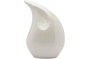 Royal Rapture Urne de crémation pour Cendres funéraires humaines Adultes en Forme de Larme de 8" et 12" de Hauteur (White, 12" Large)