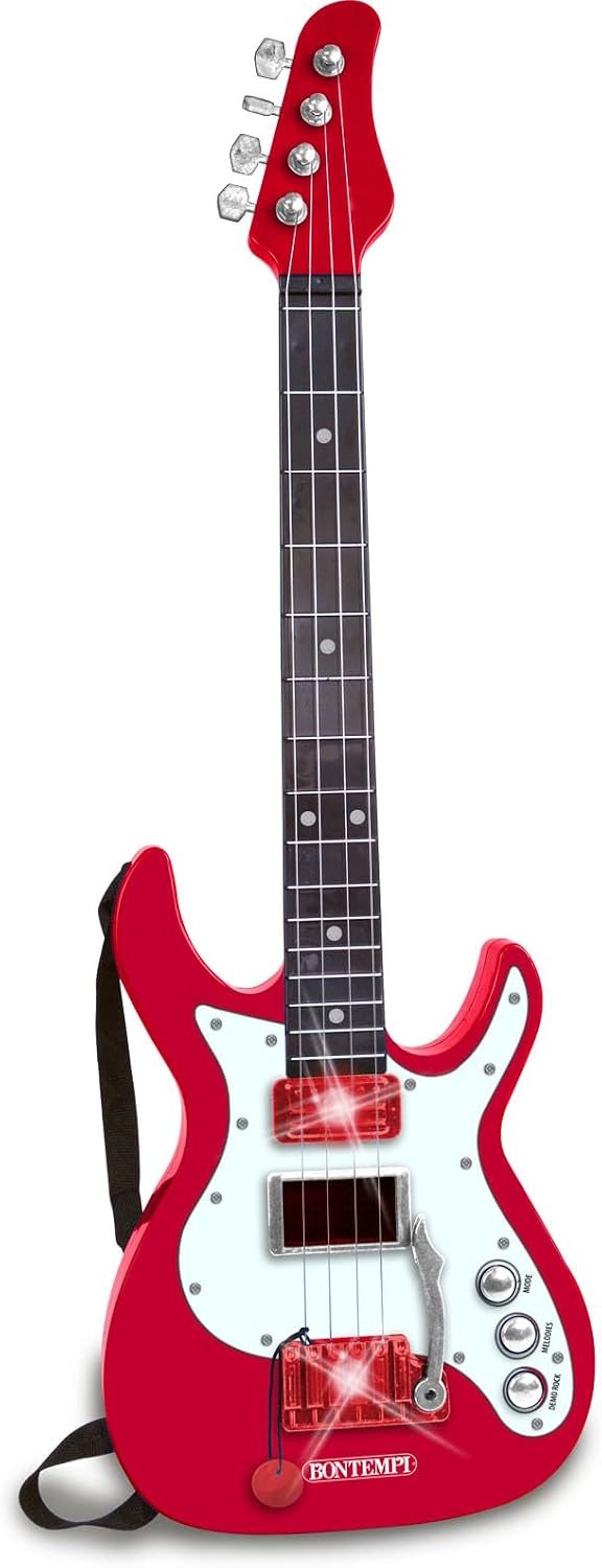 Bontempi | ElectroGroove - Bajo Rock Electrónico para Vibraciones Potentes y Ritmos Innovadores, Rojo y Blanco