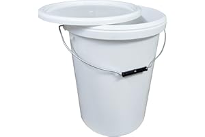 POWERCHEM Plastic Bucket Pail + Handle & Lid - Heavy Duty ¦ Food Grade BPA Free ¦ Multi-use Fermentation Feed Dry Food Liquid Chemicals Hydroponics Storage Container (15, Round, 1, PH/MH)