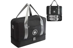 Kaxich Waterproof Gym Bag Duffle Bag Travel Overnight Bag Dry Wet Separation Weekender Handbag Sports Fitness Swim Tote Bag for Men Women (Black)