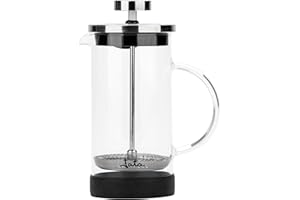 Jata HOGAR HCAF1135 - Cafetera Francesa. Prensa Francesa. Cafetera émbolo. Tetera y Espumadora. 350 ml. Vidrio Borosilicato. Resistente al calor. Filtro acero inoxidable. Cafés, infusiones, espumas