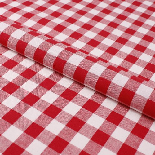 Stoff Meterware, Karo 15x15 mm, Rot und Weiß, Baumwolle, Vichy, gewebtes Karomuster, kariert, Landhaus, Dirndl, Tracht, Karostoff, Dirndlstoff, Trachtenstoff, Kleidungsstoff, Dekostoff, Baumwollstoff, Kissenbezüge