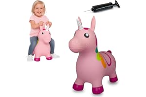 Jamara 460316 – Licorne Animaux à Sauter avec Pompe – Favorise Le Sens De L'équilibre, Oreilles d'animaux comme Support