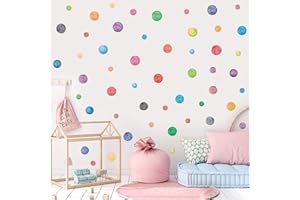 KAIRNE Adesivi da parete con pois colorati (51 pezzi), adesivi da parete per camera da letto, cameretta dei bambini, decorazione per feste