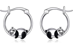 CUPENDA Hypoallergene Panda Creolen aus Sterlingsilber süße Panda Creolen für Frauen Panda Schmuckgeschenke für empfindliche Ohren