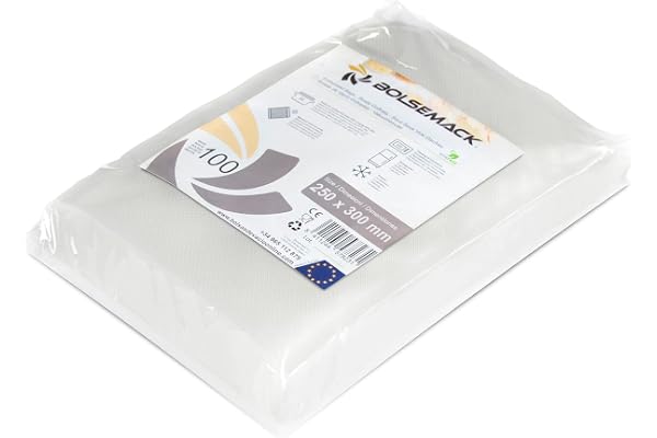 Bolsemack Sacs Sous Vide Gaufrés 25x30 cm, 100 Unités, Sans BPA, Compatibles avec Tout Appareil de Mise sous Vide Fabriqués en UE, Conservation Sous-Vide.