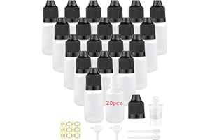 Apstaqeoo 20Pcs, 20Ml Plastic Dropper Bottles, Empty Squeezable Liquid Dropper Bottle Eye Droppers Sample Dispenser White Paint Dropper Bottles with Cap, Funnel, Label, Dropper for Essential Oil