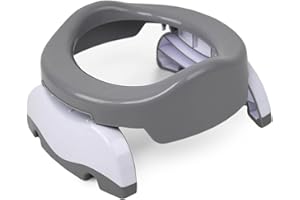 Potette Plus 2-in-1 Compact Universal Potty and Toilet Training Seat | Award-Winning Potty Training Essential for Toddlers | Grey/White