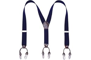 KANGDAI Bretelles Homme Larges 6 clips Brace Men Y Retour Suspensions ajustables élastiques et durables Clips en métal fort