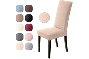 Eozakavod Fundas para sillas 4 Piezas Jacquard Fundas sillas Comedor Fundas elásticas Extraíbles y Lavables Comedor Cubierta de Asiento Duradera Modern Boda Decor Restaurante (Camel, 4 Piezas)