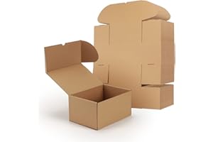 EYMPEU 25.4X17.8X12.7cm(10X7X5 in) Cajas Carton Envios Kraft Automontables para Ecommerce y postal, Pequeña 20 Pack Marrón