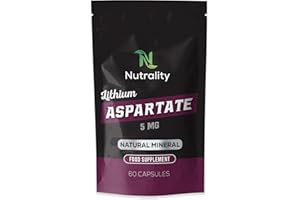 Nutrality Lithium Aspartate 5mg | High Strength Immune System Antioxidant Supplement | Immune Support, Bone & Joint Support | Vegan | 60 Capsules