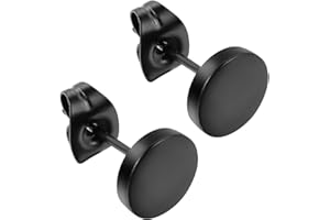 JewelryWe Pair of Mens Womens Stainless Steel Unisex Illusion Round Tunnel Plug Post Stud Earrings 2pcs, Black