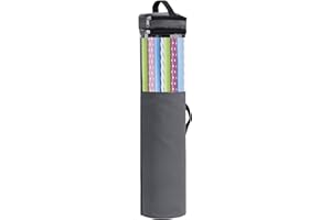 SMLJFO Christmas Wrapping Paper Storage Bag Cylinder Wrapping Paper Roll Organiser Space Efficient Gift Wrap Storage Bags with Clear Window (106 x Ã˜22cm) - Gray