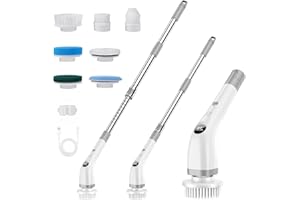 HAKSIMEY Electric Spin Scrubber, Electric Cleaning Brush with 7 Replacement Heads, Adjustable Extension Handle,Power Cleaning Brush for Bathroom,Kitchen,Tile-Full Body IPX7 Waterproof