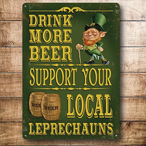 Metal Sign - sostegno Leprechauns metal Sign Nostalgic vintage retro idea regalo piccolo Dangler Sign