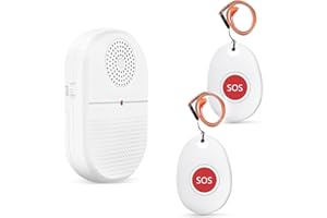 DAYTEE Daytech przycisk alarmowy dla seniorów/dzwonek radiowy, przycisk awaryjny dla seniorów, do domu, dla seniorów, SOS dzwonek alarmowy z baterią, Caregiver Pager, zasięg 1 odbiornik + 2 nadajniki