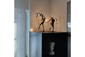 BLOOOK Decorative Statue Horse Metal Three-Dimensional Openwork Adonis Horse Sculpture Metal Antique Style Rustic Standing Horse Statue,Horse Racing Gifts for Horse Lovers