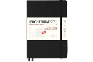 LEUCHTTURM1917 367690 Planer tygodniowy i notebook Medium (A5) 2024, 18 miesięcy, czarny, angielski