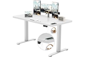 ‎TRIUMPHKEY TRIUMPHKEY Höhenverstellbarer Schreibtisch 160x80cm mit USB Ladeanschluss, 3 Memory-Steuerung Schreibtisch Höhenverstellbar groß Anti-Kollisions-System Stehpult Computertisch Weiß Weiss