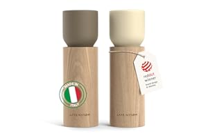 LARS NYSØM Wooden Salt and Pepper Grinder Set Manual - Salt and Pepper Mills with Adjustable Ceramic Grinder - Elegant Beechwood Pepper and Salt Mill Set for Dining Table (Brown/Beige)