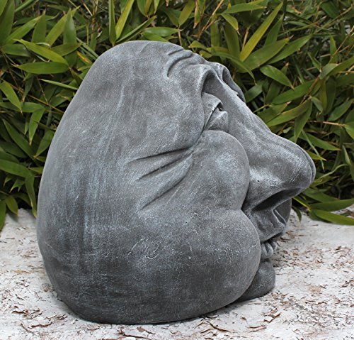 Steingesicht Steinkopf in Schiefergrau, frostsichere Deko-Figur für den Garten - 5