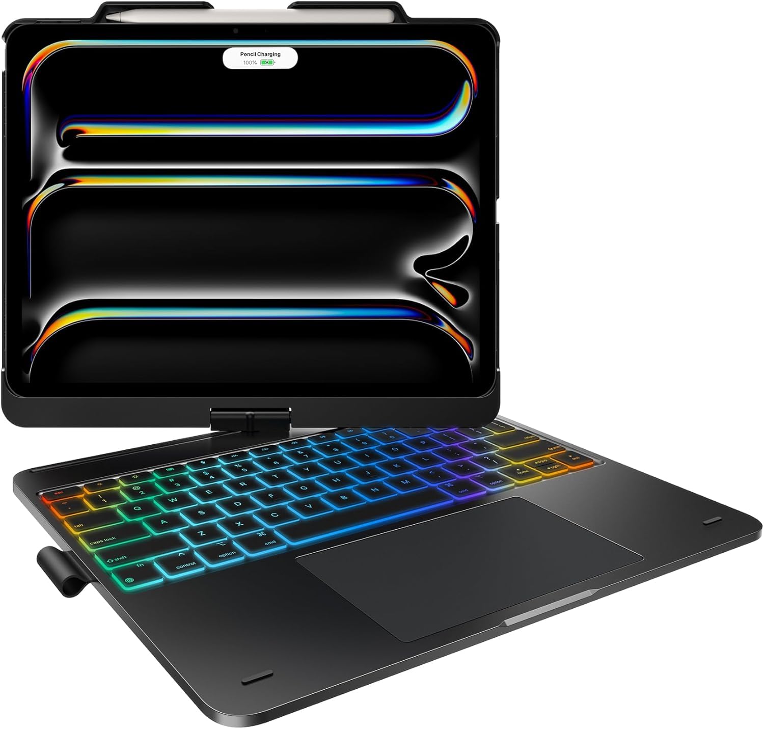 typecase Flexbook Touch Keyboard Case for iPad Air 13 (M3/M2, 2025/2024), iPad Pro 13 (M4) & iPad Pro 12.9 (6th/5th/4th/3rd Gen), 11-Color Backlit,360° Rotatable Protection, Pencil Holder (Black'25)