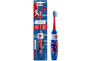 KP PHARMA Marvel Spiderman Battery Powered Electric Toothbrush for Kids – Soft Rounded Bristles, Enhanced Vibration, Protection Cap & Battery Included | Gentle & Fun Oral Care for Children Ages 4+