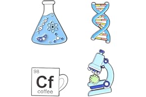 Bemvp 4 Stücke Brooche Wissenschaft Email Pin Mikroskop Becherglas Chemische Molekulare DNA Biologisches Experimentelles Werkzeug Metallbroschen Abzeichen Für Rucksack Bag