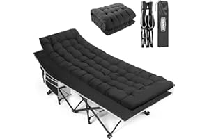 Overmont Klappbar Feldbett Faltbar Campingbett - Camping Bett 190 x 71 x 36 cm - bis 250kg Belastbar - 2400D Oxfordgewebe mit Seitentasche Tragetasche für Camping Garten Büro