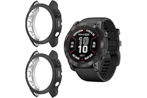 Niboow Etui kompatybilne z Garmin Fenix 7x Pro Solar, elastyczne etui z tworzywa TPU, odporne na wstrząsy, odporne na zarysowania, kompatybilne z Garmin Fenix 7x Pro Solar - czarne + czarne