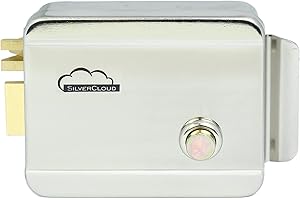 SilverCloud Elettrica Serratura YR300 destrimani, 12 V, Chiusura Normale Fail-Secure, Acciaio Inox, Pulsante di sblocco, Compatibile con sistemi di co, Satin Nickel