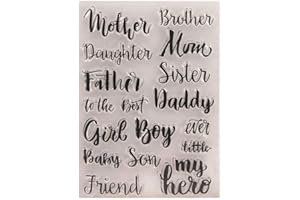 arriettycraft Mother's Day Father Clear Stamps for Card Making Friend My Hero Words Phrase Rubber Silicone Stamp for Scrapbooking Gift Tags Paper Crafting Decoration
