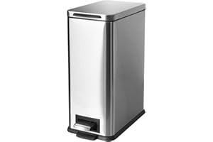 JM ·YIPENG Bathroom Bin 10L, Kitchen Bins Small Trash Can with Soft Close Lid,Slim Pedal Bin with Removable Inner Bucket for Home,Bathroom,Kitchen,Bedroom,and Office