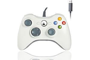 Hovlian Xbox 360 Wired Controller, USB xbox Controller PC Gamepad with Upgraded Joystick for Microsoft Xbox 360& Slim/PC Windows 10/8/7 (White)