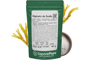 SaporePuro Alginato de Sodio en polvo 50 g – Espesante, Gelificante y Estabilizante Alimentario – Ideal para Cocina Molecular – Sin Gluten